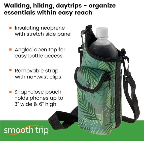 Water Bottle Holder -Insulating Neoprene Water Bottle Sling Bag with Phone Pouch - Picture 2 of 7